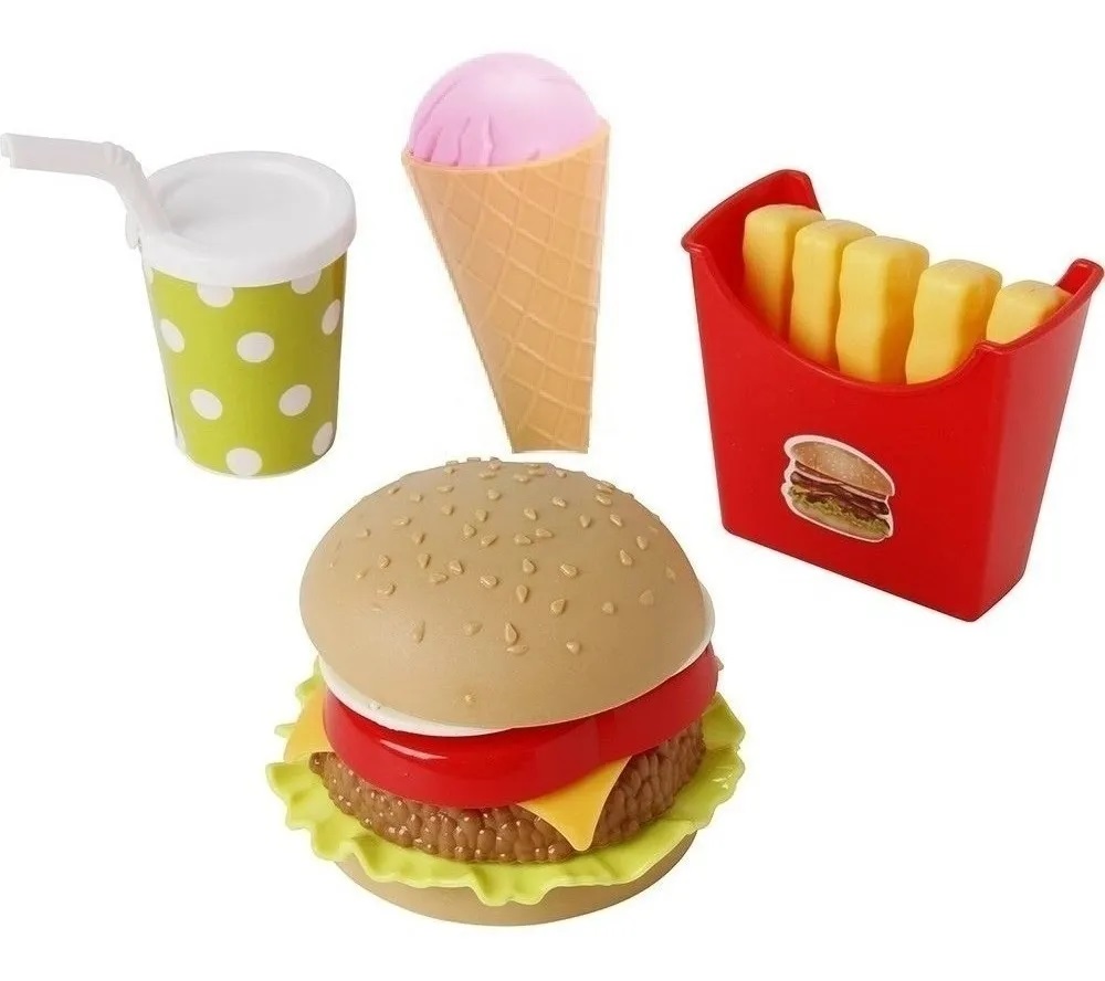 Tuseang Casa Play Fast Food Set, Brinquedo De Cozinha Infantil Jogo De  Comida Acessórios De Cozinha Brinquedo De Comida E Hambúrguer E  Cachorro-quente De Plástico, Adequado Para Jogos De Vestir, Presentes De