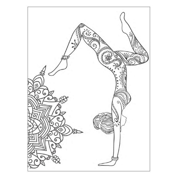 Desenho de mandala de ioga, adulto de página para colorir ou