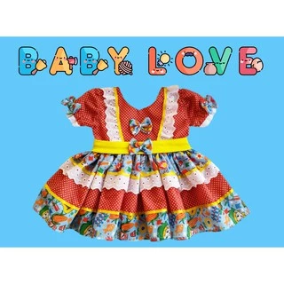 Vestido Festa Junina Caipira Bebê Luxo Com Chapeu De Presente