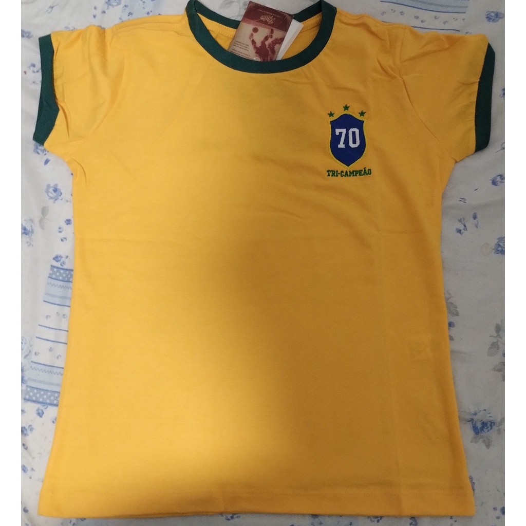 camisa do brasil infantil / copa de 70 / liga retrô / tamanho 6, 8