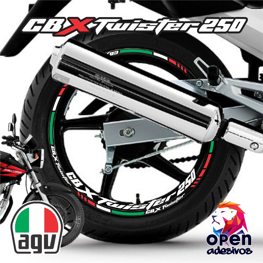 Adesivo Friso de Roda M1 + Palavra CBX 250 TWISTER + Interno G