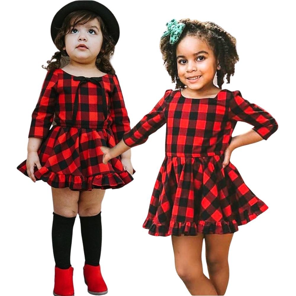 Vestido para Bebê Xadrez Festa Junina Vermelho