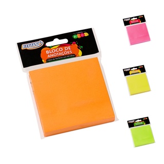 Bloco Adesivo Neon BRW 76x76mm c/ 100 Fls (Und/Kit) Smart Notes