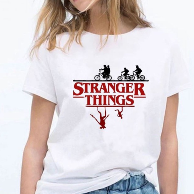 T-shirt estampada em algodão - Rosa claro/Stranger Things - CRIANÇA