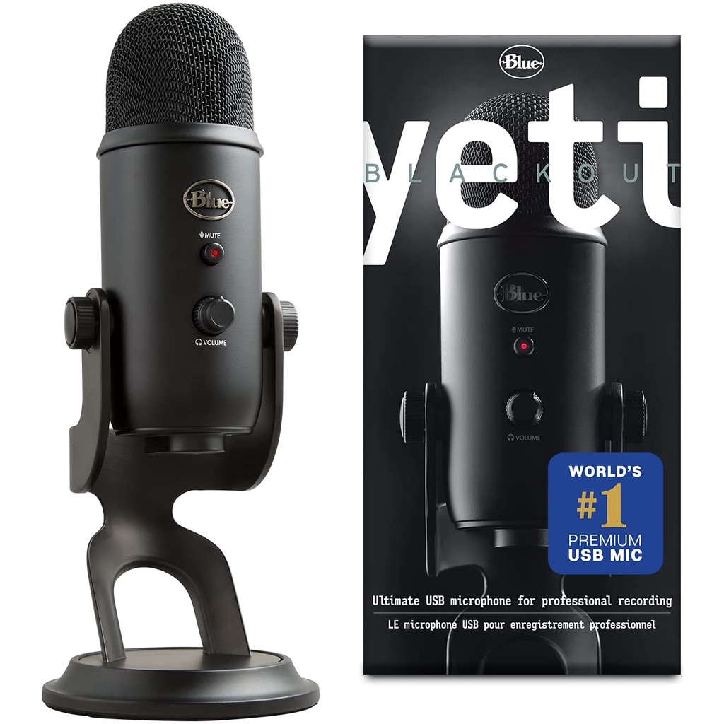 Microfone Blue Yeti condensador multi-padrão blackout (novo) - Faz