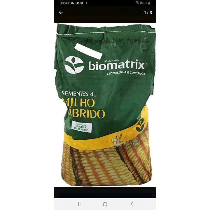 Sementes De Milho Verde Híb. Biomatrix 3066 Vt Pro2 - 20 Kgs | Shopee ...