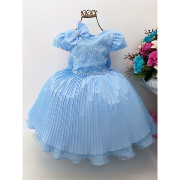 Vestido Infantil Festa Azul Bebe cinderela serenity formatura dama