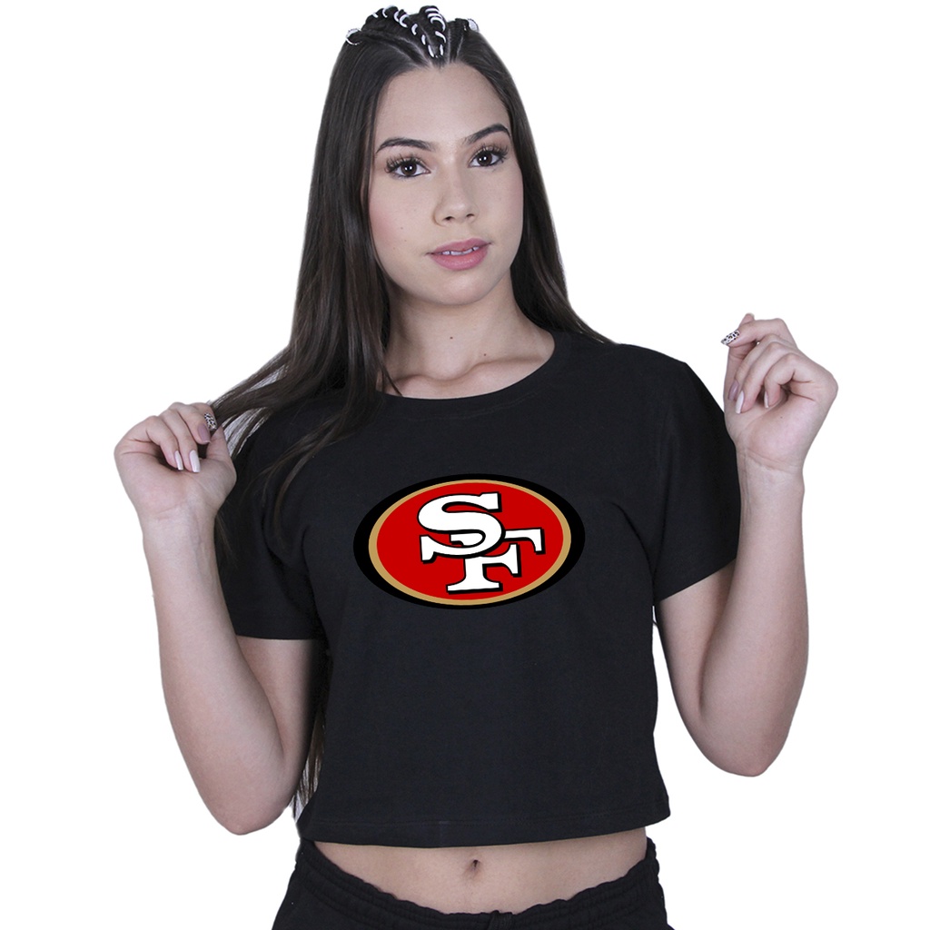 Blusinha Cropped Feminina Algodão San Francisco 49ers T-Shirt