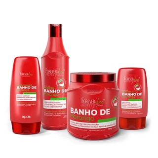 Kit Banho de Verniz Morango Profissional Completo Forever Liss