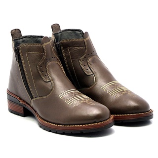 Bota Botina Peão Country Texana Chelsea Bico Redondo