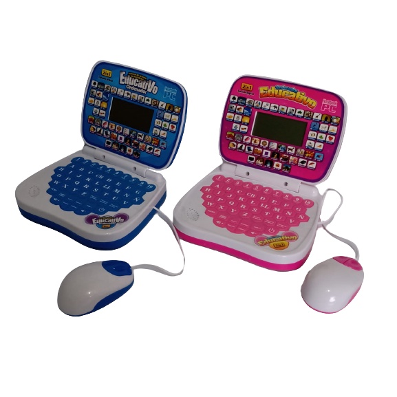 Laptop Infantil Menino Menina Educativo - C/ Mouse 2 em 1 Inglês e Espanhol Computador Notebook Interativo Divertido Crianças