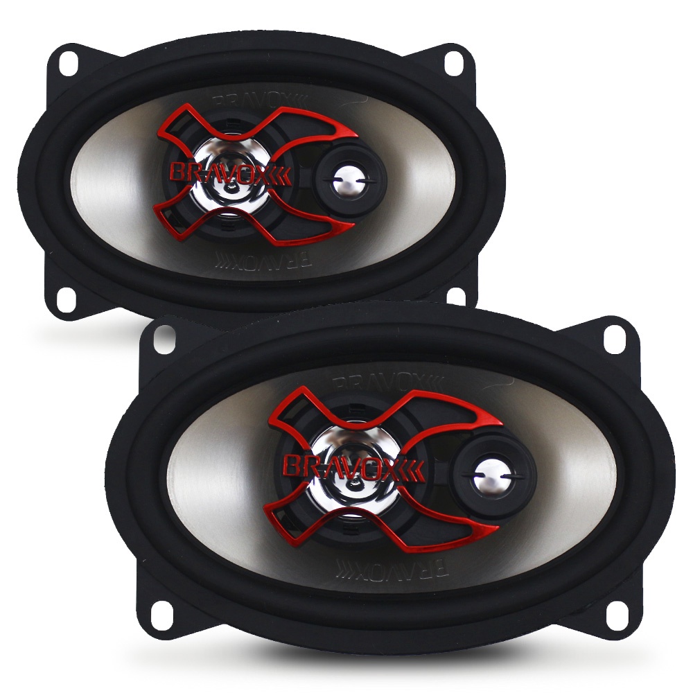 Alto Falante 4x6 Polegadas Bravox 80w Rms B3X46-X Triaxial 4 Ohms Bobina Simples 160w Pico Par