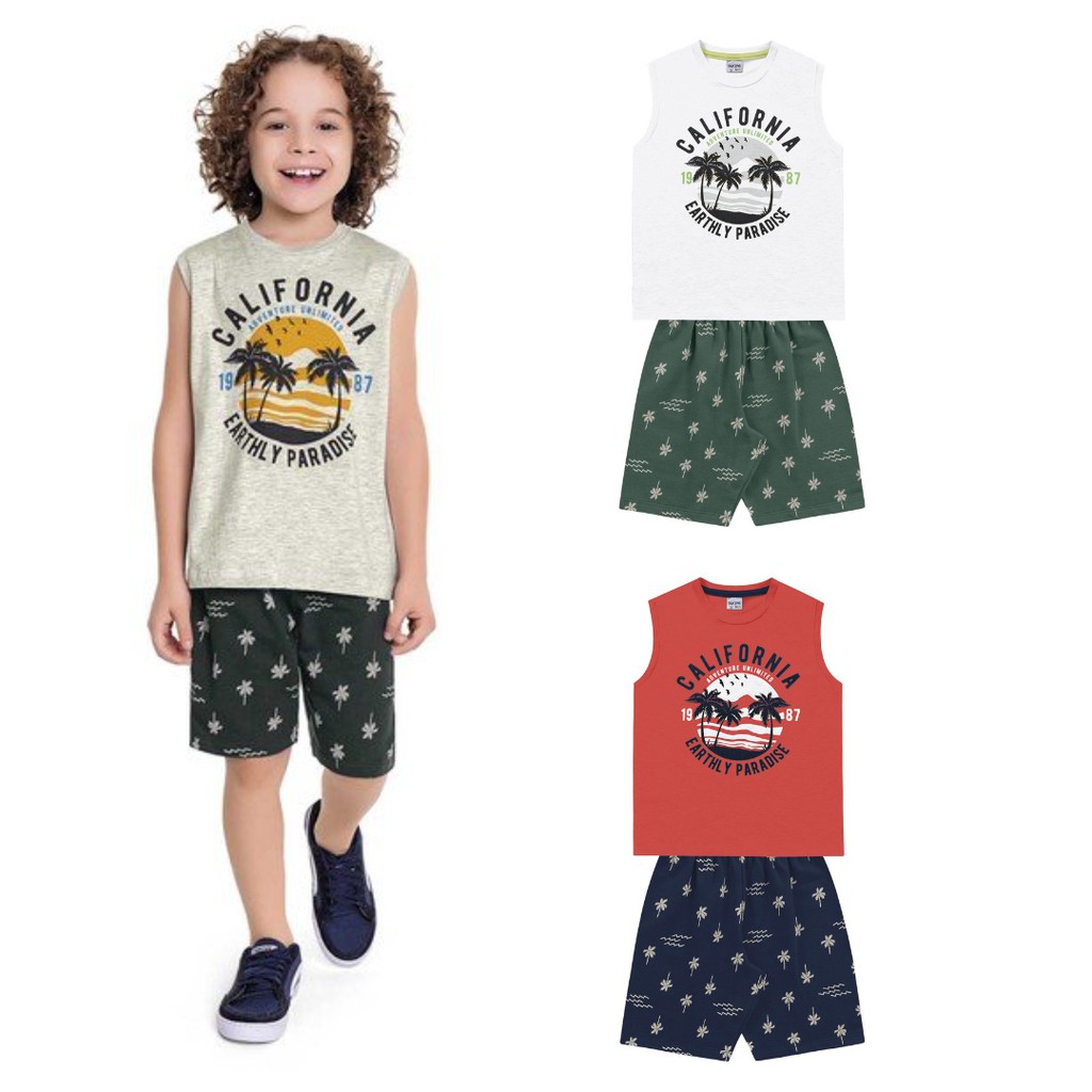 Conjunto Infantil Menina Verão Cropped e Short 2 Peças Tam 4 a 10 - Fakini  - Loja de Roupa Infantil Para Meninas, Meninos e Bebês