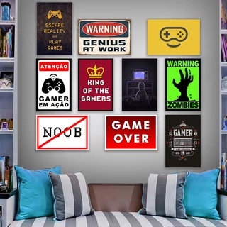 10 Placas Decorativas Quadros Gamer Nerd Geek Jogos Quarto
