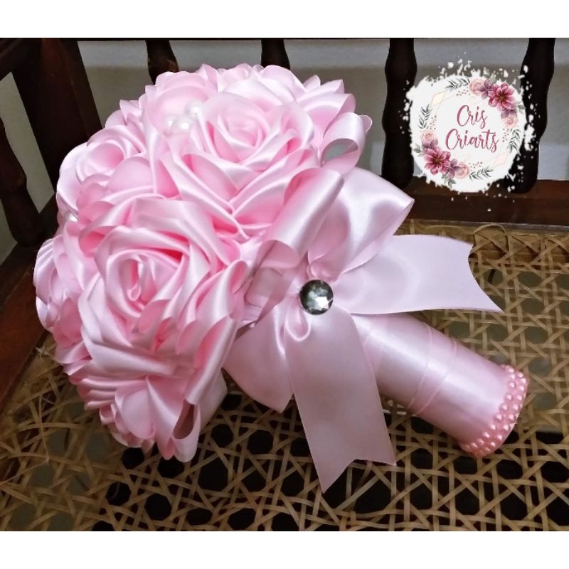 Buquê de noiva em cetim Rosa | Shopee Brasil