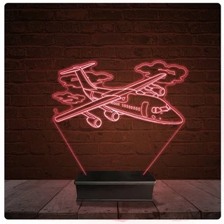 Abajur Luminária Acrílico Led - Avião nas nuvens