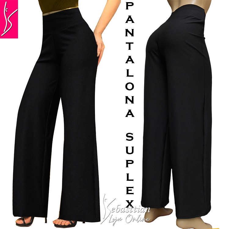 Calça feminina pantalona plus size duna lastex na cintura elegante