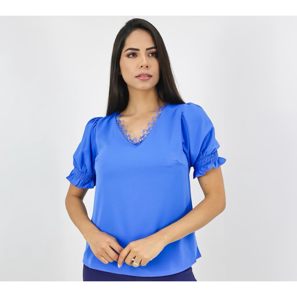 Blusa best sale seda azul