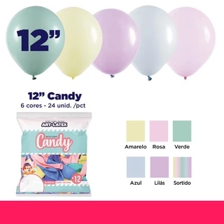 Balão Candy 12" Diversas Cores – 25 Unid – Art Latex