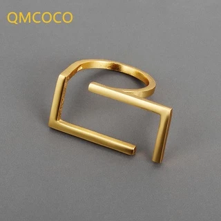 QMCOCO Prata Ouro Cor Ajustável Anel Chic Para Mulher Minimalista Linha Dupla Liso Jóias De Moda Fina Festa