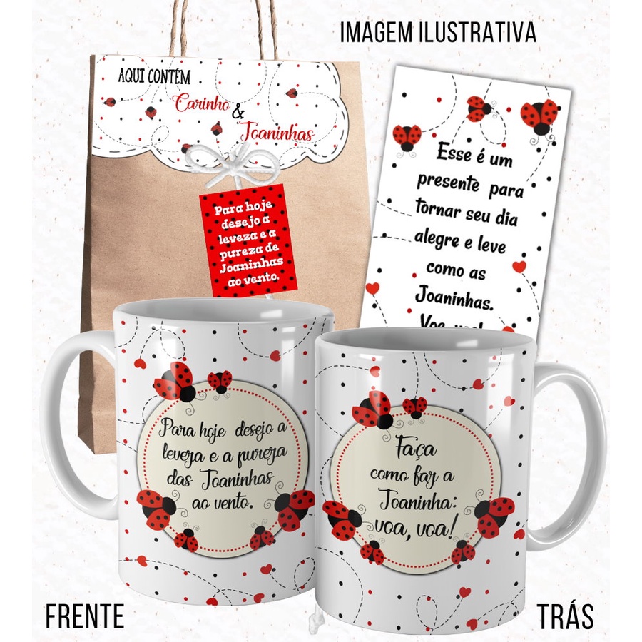 Caneca de Joaninha Faça com Faz a Joaninha/ Presente de Joaninha com Embalagem