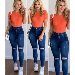 Calças Jeans Feminina Modeladora Levanta Bumbum Com Elastano Closet Lolitas