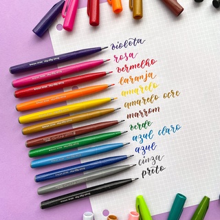 Caneta PENTEL Brush Sign Pen Touch Tradicionais/Novas Cores - Unidade/Kit