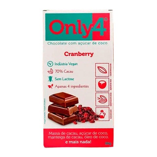 Chocolate 70% Cacau com Cranberry Zero Only 4 80g