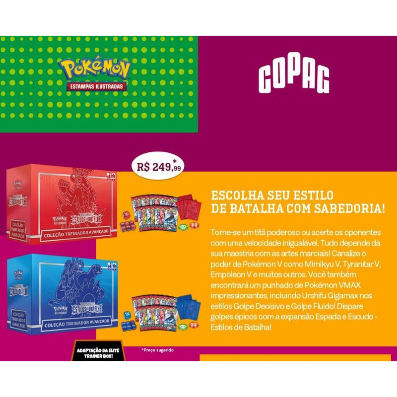 Elite trainer box - Estilos de Batalha - Copag - Pokémon