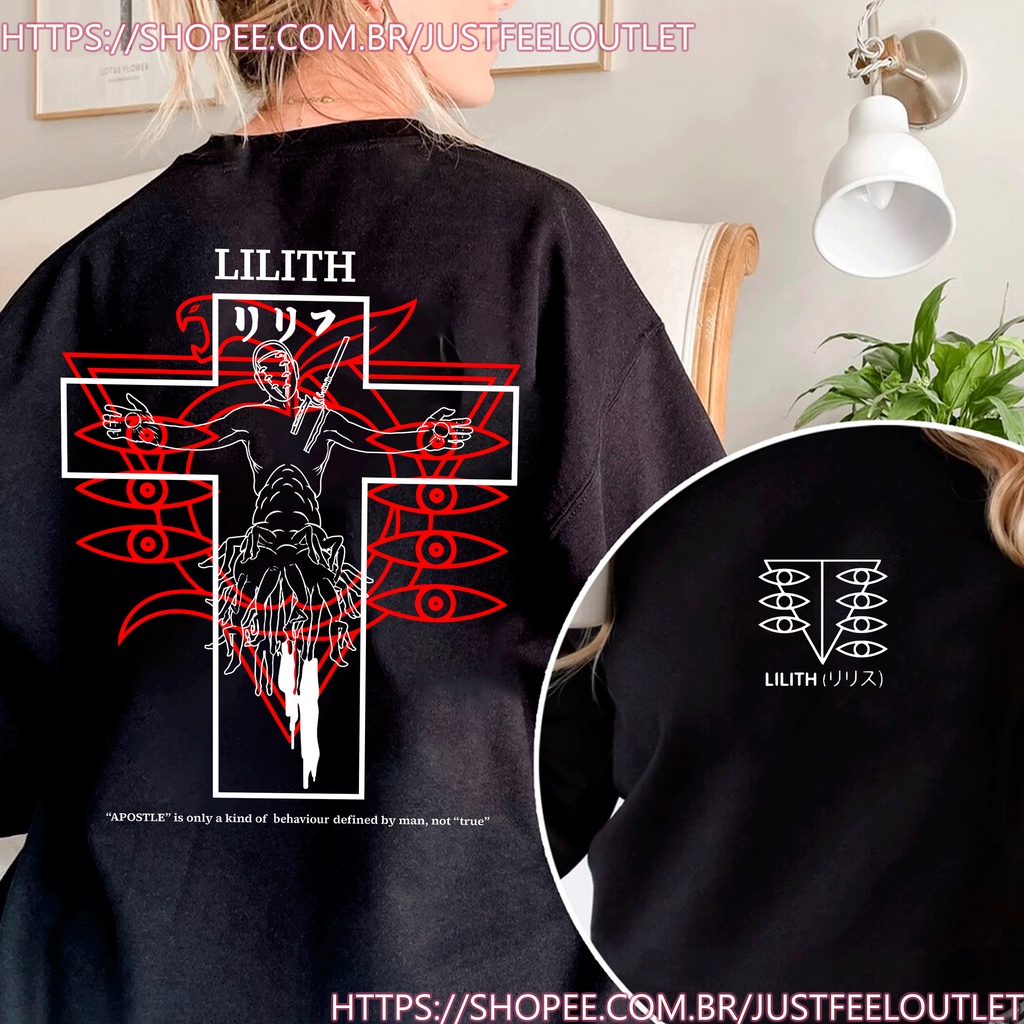 Moletom Gola Redonda Unissex Anime Evangelion Lilith