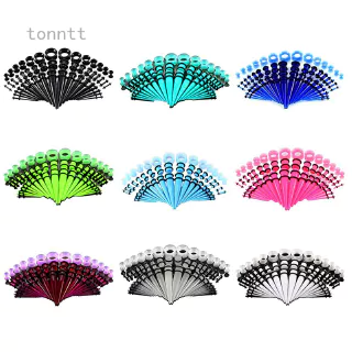 50 Pcs Kit De Esticação De Orelha Acrílico Tapers E Plugs Alargadores De Silicone Conjunto Expansor