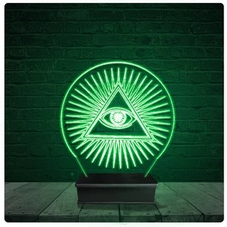Luminária Abajur Acrílico Led - Maçonaria Olho Que Tudo Vê