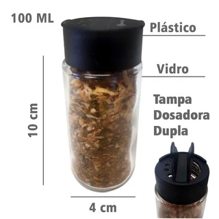 Porta Tempero De Vidro com Tampa Dosadora Dupla - Promoção
