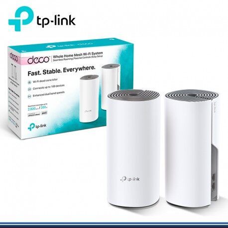 Kit 2 peças - DECO E4 Roteador Fast Wifi TP-Link Rede Mesh AC1200 Mbps Dual Band 2.4Ghz e 5.0Ghz 3 em 1