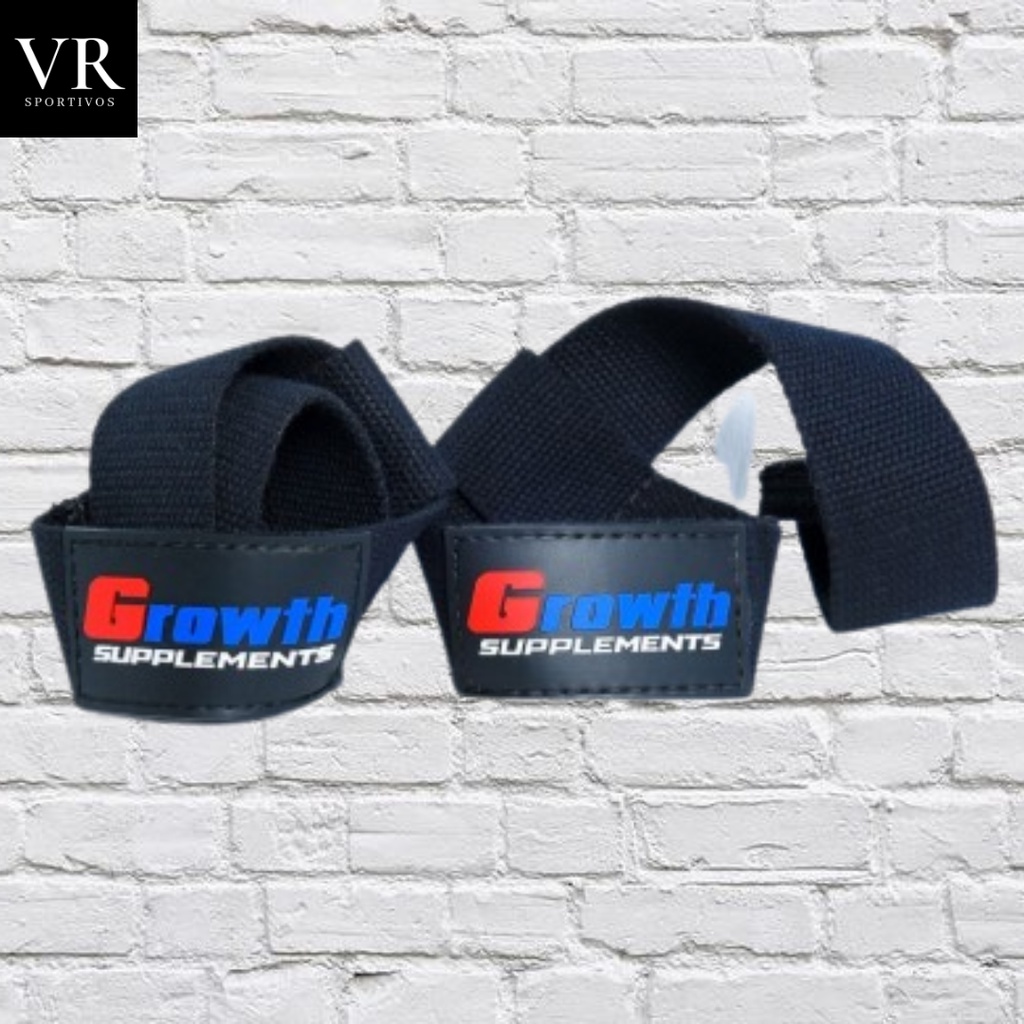Strap Academia Barra Par Growth Supplements Preto Pulso Fita Faixa