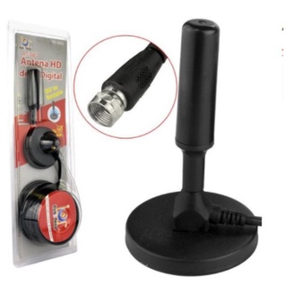 Antena Digital Nova Televisão Hd tv Interna Fio 3m Base Imã