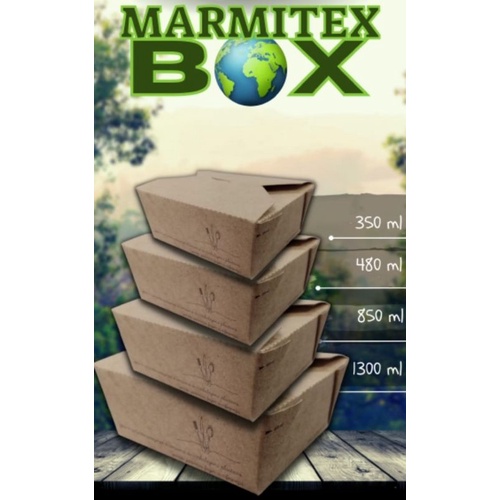 Marmitex Box antivazamento biodegradável 480ml kit c 50un
