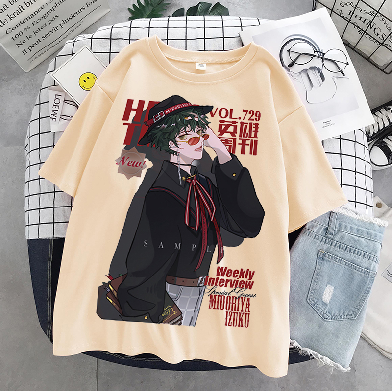 Camiseta E Anime feminina, roupa Harajuku com capa de braço, blusa