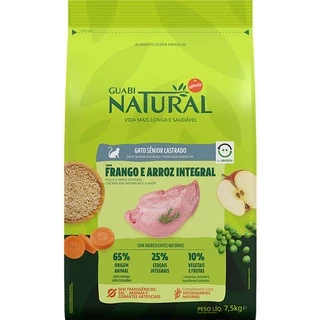Ração Guabi Natural Frango e Arroz Integral Gatos Sênior Castrados 7,5kg