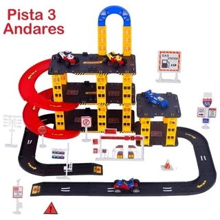 Pista Garagem 3 Andares E estacionamento de Carrinhos, Vem com 4 Carrinhos - Brinquedo Infantil