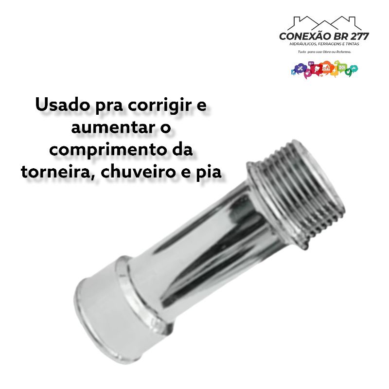 Extensor Aumento Prolongador Rosca 1/2'' Metal Cromado | Shopee Brasil