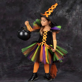 Fantasia Bruxa Infantil Algodão Halloween
