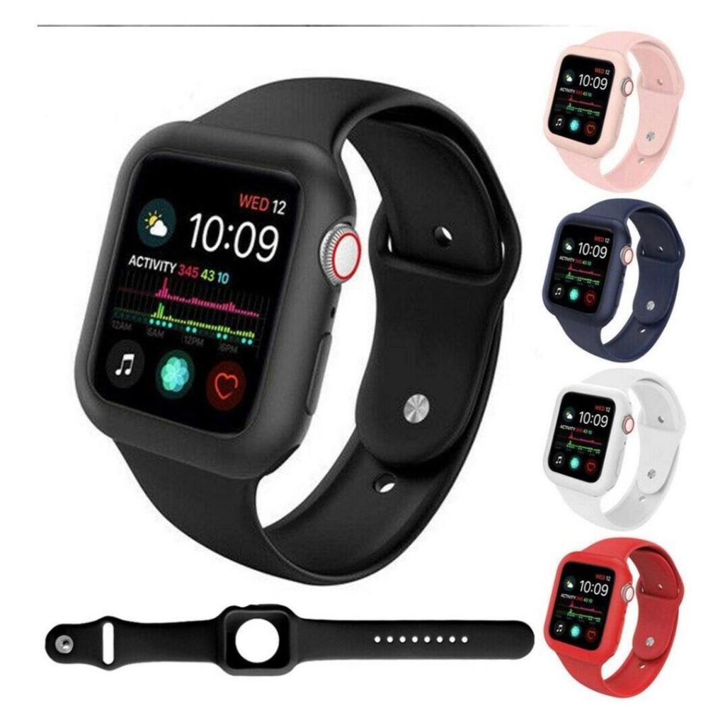 Bracelete Relógio Apple Watch Silicone Saffiano K 38 40Mm