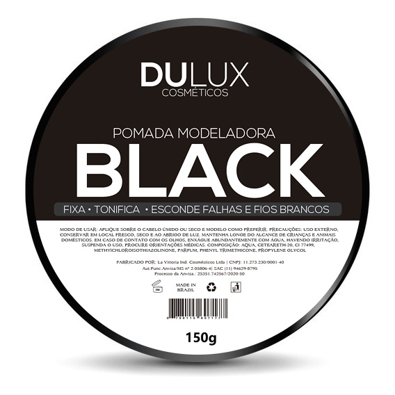 01 Pomada Modeladora Preta Pigmentada Fixação 150g Dulux