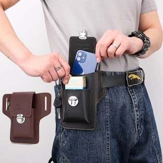Novos Homens Saco Da Cintura De Couro Pu Sacos De Telefone Celular À Prova D'água Caso Chave Bolsa Masculina Pacote De Pequena Para