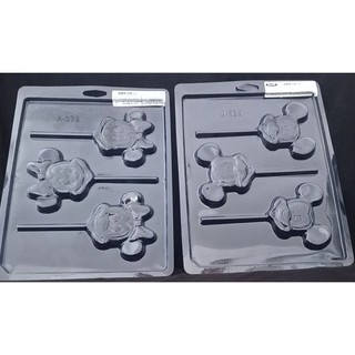 Forma De Acetato Simples Para Chocolate Pirulito 2 Mickey + 2 Minnie