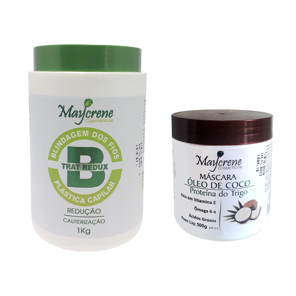 Botox Trat Redux 1kg + Máscara Óleo De Coco 500g Maycrene | Shopee Brasil