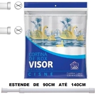 Kit Varão Banheiro 90cm Até 140cm Com Cortina Box Cisne