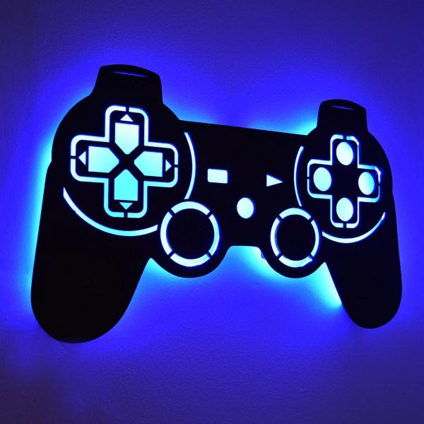Controle para videogame e bola de videogame, iluminado com cabeça