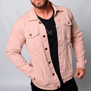 Jaqueta jeans hot sale rosa masculina